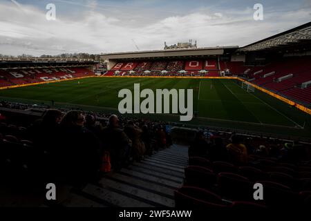 Bristol, UK. 28th January 2024.   A general view during the Women's Super League match between Bristol City Women and West Ham United Women at Ashton Gate in Bristol on 28th January 2024.   This image may only be used for Editorial purposes. Editorial use only.  Credit: Ashley Crowden/Alamy Live News Stock Photo