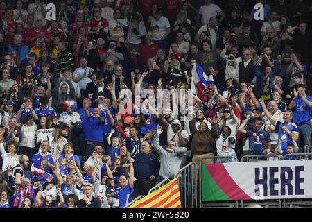 Cologne, France. 28th Jan, 2024. France fans during the Men's EHF Euro 2024, Final handball match between France and Denmark on January 28, 2024 at Lanxess-Arena in Cologne, Germany - Photo Laurent Lairys/DPPI Credit: DPPI Media/Alamy Live News Stock Photo