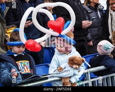 Birmingham, UK. 28th Jan, 2024. Birmingham, England, January 28th 2024: Young fans during the FA Womens Championship football match between Birmingham City and London City Lionesses at St Andrews in Birmingham, England (Natalie Mincher/SPP) Credit: SPP Sport Press Photo. /Alamy Live News Stock Photo