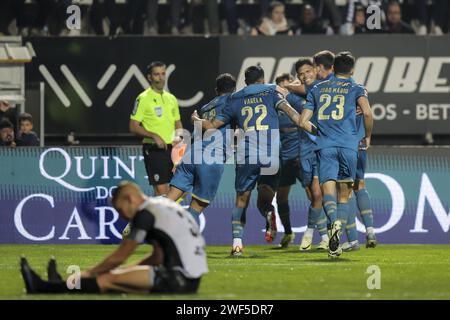 Fato, Portugal. 28th Jan, 2024. Faro, 01/28/2024 - Sporting Clube Farense hosted Futebol Clube do Porto this afternoon at the São Luís Stadium in Faro in the 19th round match of the 1st Liga Portugal Betclic, season 2023/24. Goal by Evanilson (Gerardo Santos/Global Imagens) Credit: Atlantico Press/Alamy Live News Stock Photo