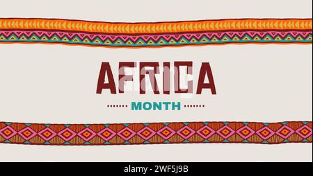 African month, African day banner. Africa patterned design. Colorful background, banner with tribal traditional grunge pattern, elements, concept Stock Vector