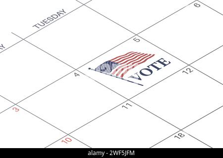 Elections reminder icon. Calendar with american star symbol. Stock Vector