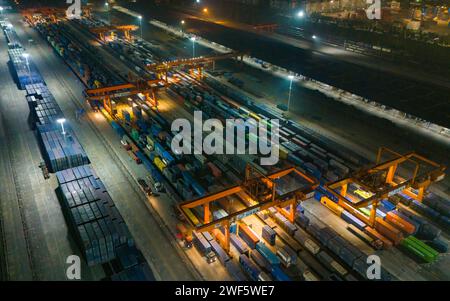 CHONGQING, CHINA - JANUARY 28, 2024 - Photo taken on Jan 28, 2024 shows the work scene at Tuanjiecun Railway Central station in Shapingba district, Ch Stock Photo