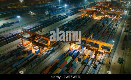 CHONGQING, CHINA - JANUARY 28, 2024 - Photo taken on Jan 28, 2024 shows the work scene at Tuanjiecun Railway Central station in Shapingba district, Ch Stock Photo