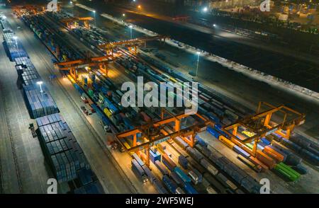 CHONGQING, CHINA - JANUARY 28, 2024 - Photo taken on Jan 28, 2024 shows the work scene at Tuanjiecun Railway Central station in Shapingba district, Ch Stock Photo