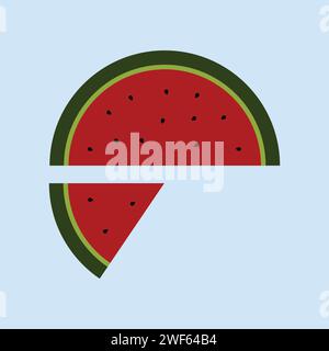 Flat Watermelon Fruit Vector Icon Illustration Stock Vector