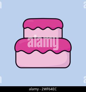 Strawberry Cake Vector Icon Illustration Cake icon Stock Vector