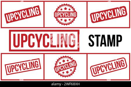 Upcycling Stamp. Red Upcycling Rubber grunge Stamp set Stock Vector