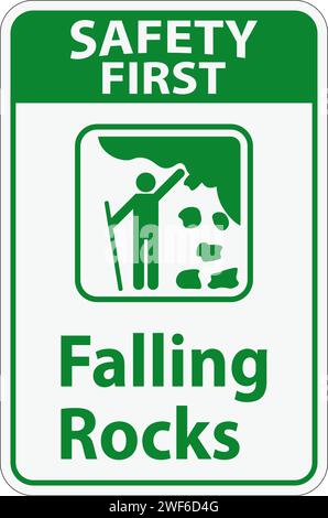 Safety First Sign, Park Sign and Guide Sign, Falling Rocks Stock Vector