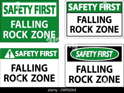 Safety First  Sign, Falling Rock Zone Stock Vector
