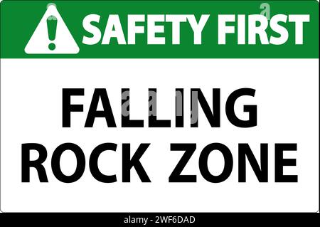 Safety First  Sign, Falling Rock Zone Stock Vector