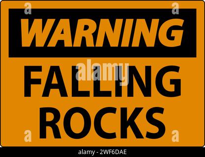 Warning Sign, Falling Rocks Stock Vector