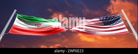 us vs iran flag The spectre of a direct US-Iranian military conflict Stock Photo