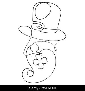 one line drawing continuous of gnome face vector illustration Stock Vector