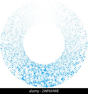 Futuristic minimal tech blue halftones dotted circles abstract background. Geometric vector design Stock Vector
