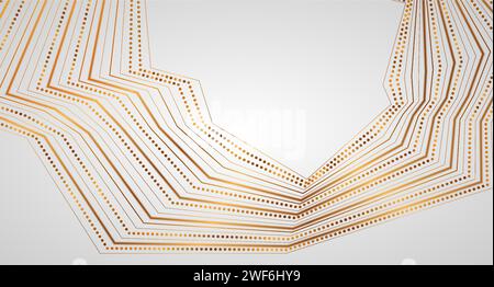 Golden curved dotted lines abstract geometric minimal background. Vector graphic design Stock Vector