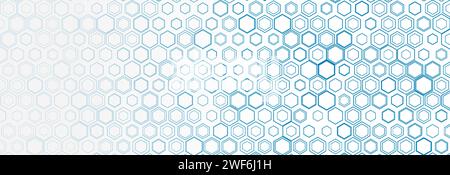 Geometric minimal background with abstract linear hexagons grid. Vector blue polygonal design Stock Vector