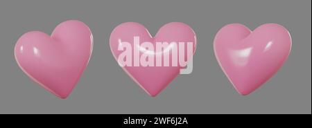 3d realistic pink hearts. Valentines day card. Vector illustration Stock Vector