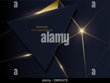 Luxurious abstract polygonal background with golden lines, vector illustration Stock Vector