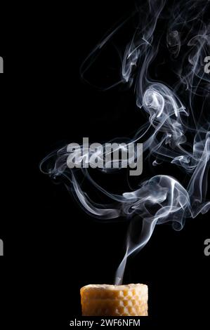 Smoke jets on black background Stock Photo