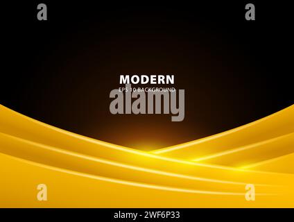 Abstract yellow and black background with blank space for text, tech and futuristic corporate design, vector illustration Stock Vector