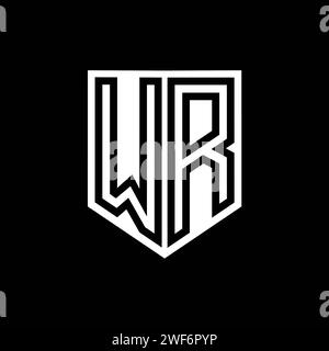 WR Letter Logo monogram shield geometric line inside shield style design template Stock Photo