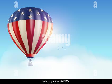 Vector illustration of hot air balloons with USA insignia Stock Vector