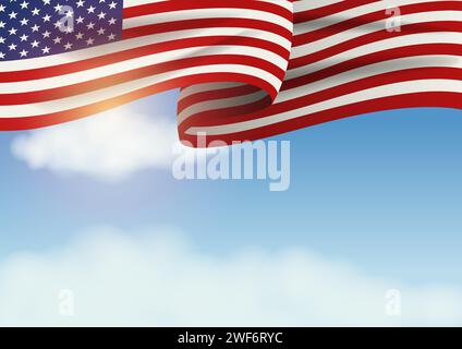 United States of America insignia on clouds, for United States Independence Day or National day greeting card Stock Vector