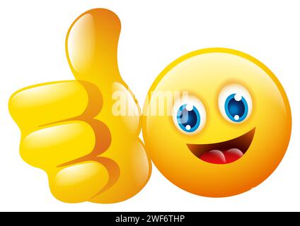 Emoticon doing thumb up, vector illustration Stock Vector