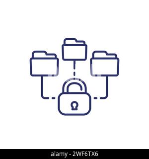 locked folders line icon on white Stock Vector