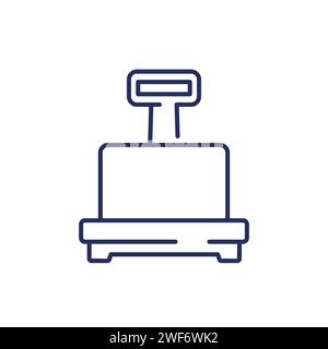 box, package and scales line icon on white Stock Vector