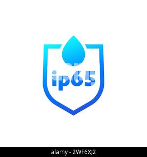 IP65 waterproof logo. Water resistance level icon. Vector illustration ...