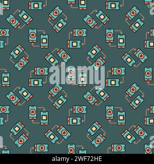 A pair of AI Smartphones vector Artificial Intelligence in Phones concept colored Seamless Pattern Stock Vector