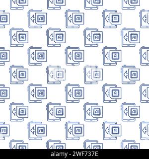 Tablet with Artificial Intelligence vector AI concept Seamless Pattern in outline style Stock Vector