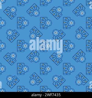 AI Smartphone with Gear vector Artificial Intelligence Settings concept colored Seamless Pattern Stock Vector