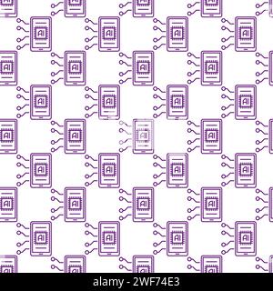 AI Smartphone Device vector Artificial Intelligence concept outline Seamless Pattern Stock Vector