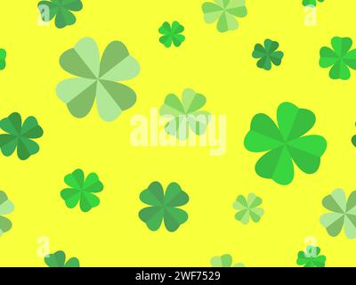 Four leaf clover seamless pattern. Green clover for St. Patrick's Day. Clover is a symbol of good luck. Background for promotional products, cards and Stock Vector