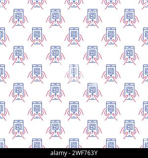Artificial Intelligence on Smartphone in Hands vector AI concept Seamless Pattern in thin line style Stock Vector