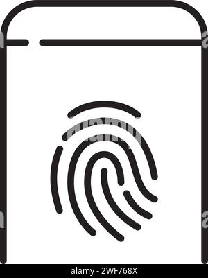 Fingerprint recognition smartphone account access. Pixel perfect icon Stock Vector