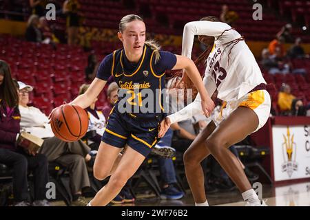 California Golden Bears guard Mia Mastrov (21) drives toward the basket