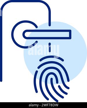 Smart lock with fingerprint recognition. Pixel perfect, editable stroke Stock Vector
