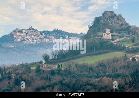 View of San Marino from Torriana, Italy Stock Photo