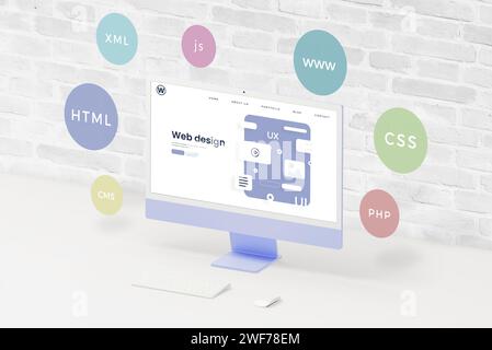 Web and graphic design process and web development concept background ...