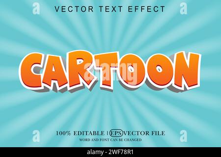 Cartoon title background Editable text effect, 3d text template, Stock Vector