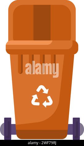 Opened transportable container with lid for storing, recycling and sorting used household textile waste. Empty trash bin for scraps of fabric, toys an Stock Vector