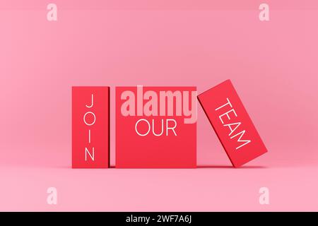 Business recruitment and job vacancy concept. Join our team message on pink blocks. Stock Photo