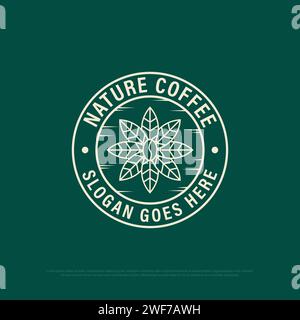 Vintage nature coffee logo badge,food and beverages vector illustration with line art style design Stock Vector