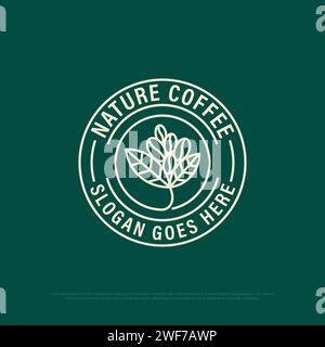nature coffee logo badge,food and beverages vector illustration with line art style design Stock Vector