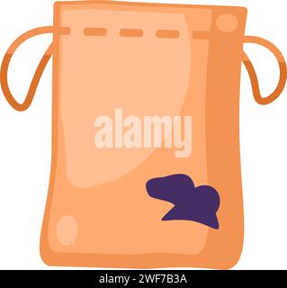 Sorting old unwanted clothes. Old fabric bag for clothes. Items out of use and fabric to disposal. Recycling of textile industrial products. Simple ca Stock Vector