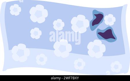 Sorting old unwanted clothes. Old torn blanket. Items out of use and fabric to disposal. Recycling of textile industrial products. Simple cartoon flat Stock Vector